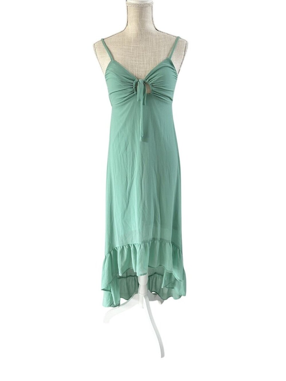 NWT Wild Fable Aqua Green Sleeveless Maxi Dress With Ruffle Hem XS